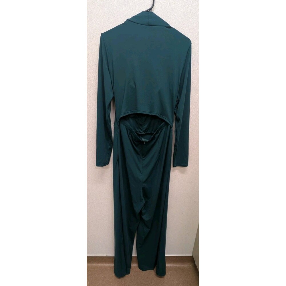 Halara Women's L Green Long Sleeve Wide Leg Side Pocket Easy Peezy Jumpsuit - Picture 5 of 7
